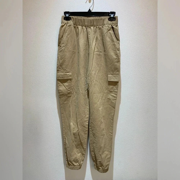 H&M Divided Women's Fitted Cargo Utility Pants Brown Pockets Size 4 - Picture 2 of 10